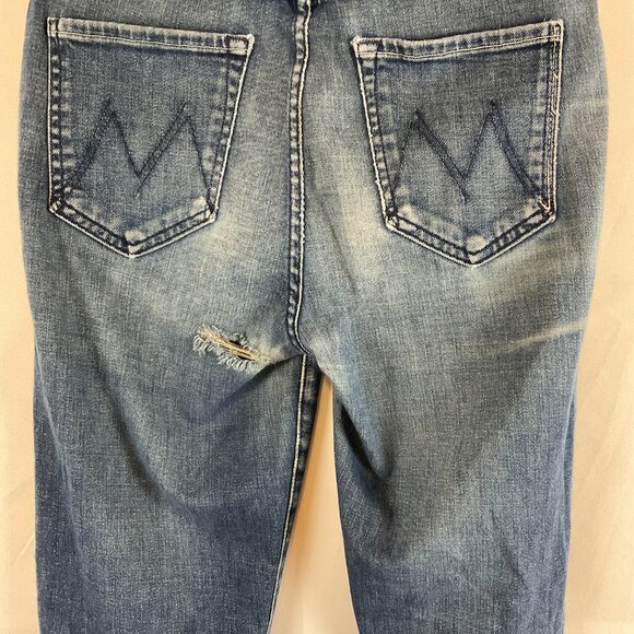 Mother The Swooner Coin Pocket Jeans 28 Blue Moonlust Privateer Distressed - Picture 8 of 12